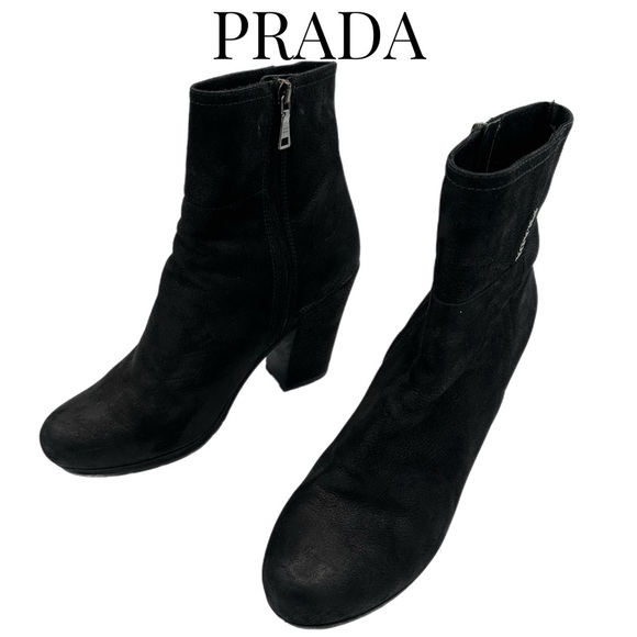 PRADA Distressed Leather Platform Ankle Boots EU 39.5/US 9.5